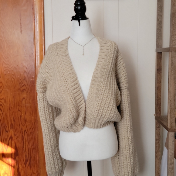 Handmade Sweaters - HANDMADE | Cozy Beige hand Knit crochet Sweater